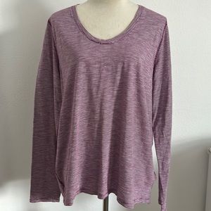 GAP Long Sleeve Cranberry Plum & White Stripped Shirt